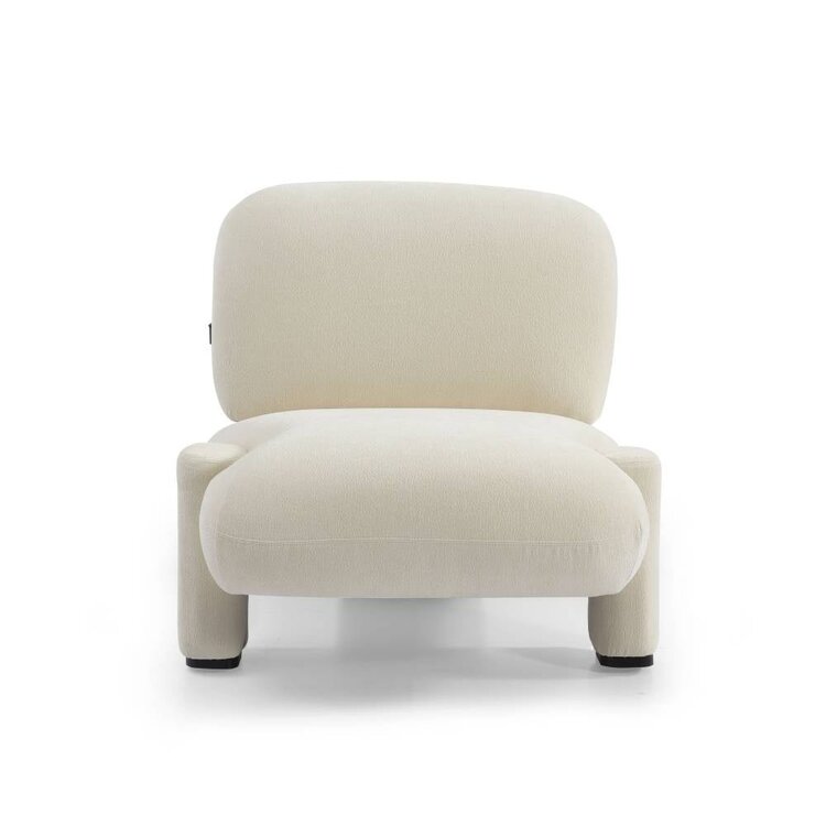 Fauteuil scandinave Louise chenille blanc cassé