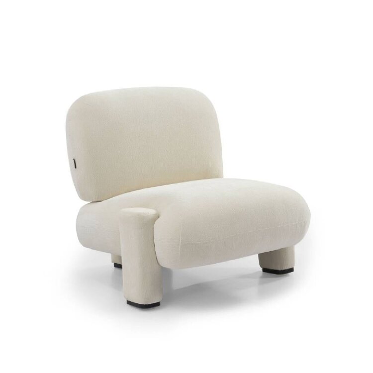 Fauteuil scandinave Louise chenille blanc cassé