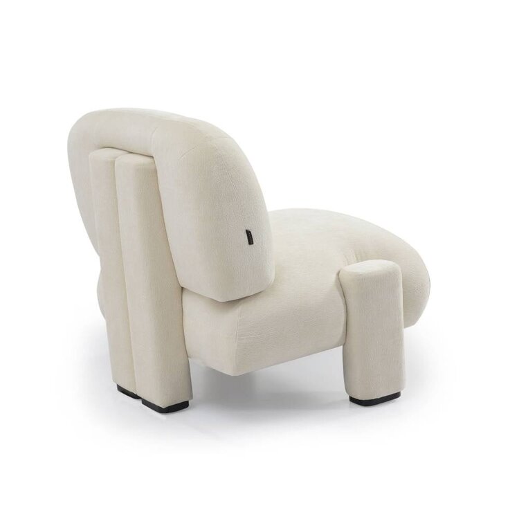 Fauteuil scandinave Louise chenille blanc cassé