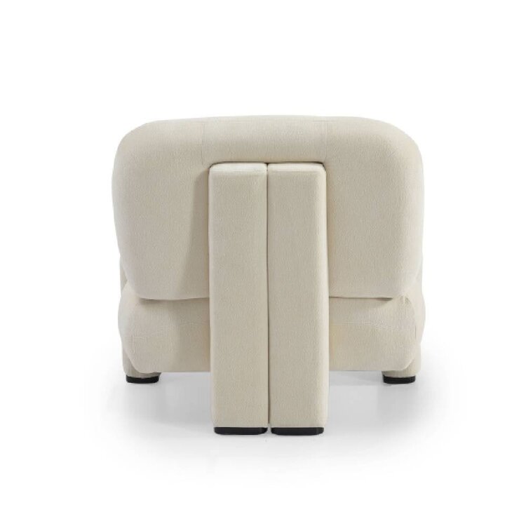 Fauteuil scandinave Louise chenille blanc cassé