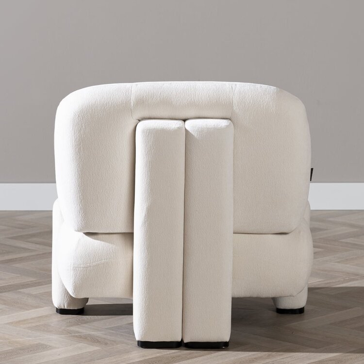 Fauteuil scandinave Louise chenille blanc cassé