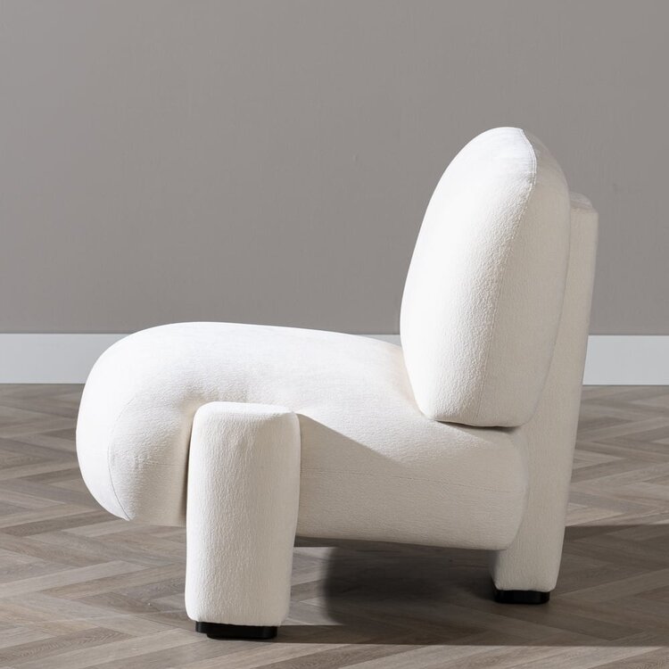 Fauteuil scandinave Louise chenille blanc cassé