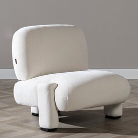 Fauteuil scandinave Louise chenille blanc cassé