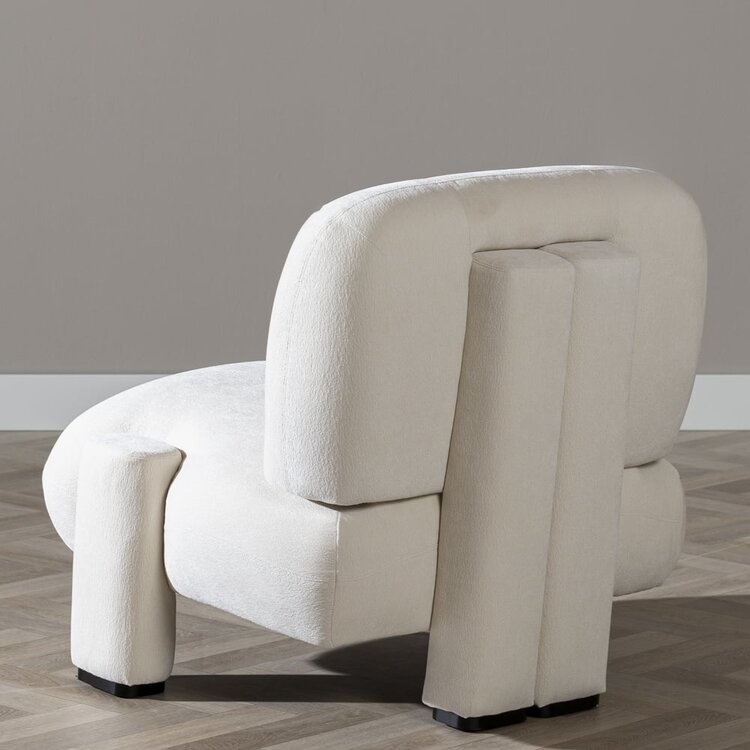 Fauteuil scandinave Louise chenille blanc cassé