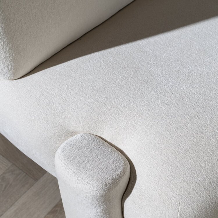 Fauteuil scandinave Louise chenille blanc cassé