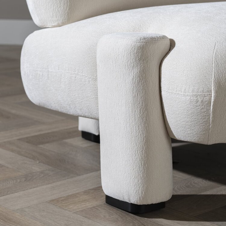 Fauteuil scandinave Louise chenille blanc cassé