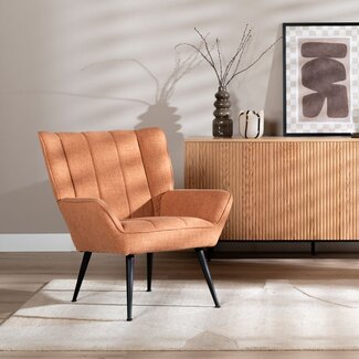 Fauteuil City tissu lin terracotta