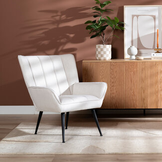 Fauteuil City tissu lin blanc cassé