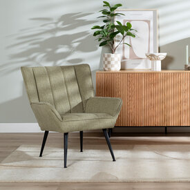 Fauteuil City tissu lin vert olive