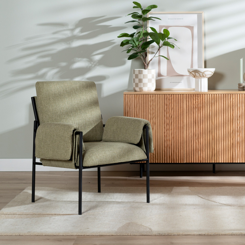 Fauteuil Urban tissu lin vert olive