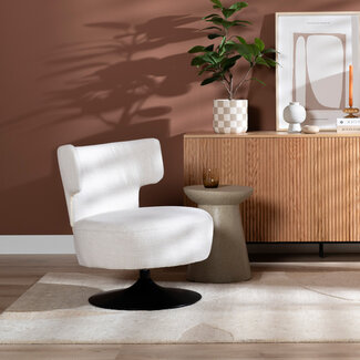 Fauteuil pivotant Metro tissu lin blanc cassé