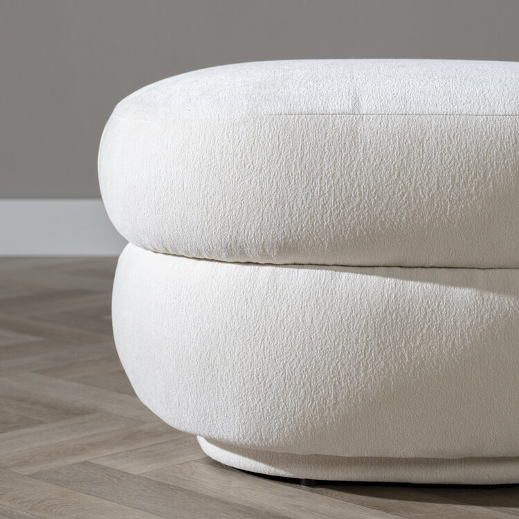 Pouf scandinave Mia chenille blanc cassé