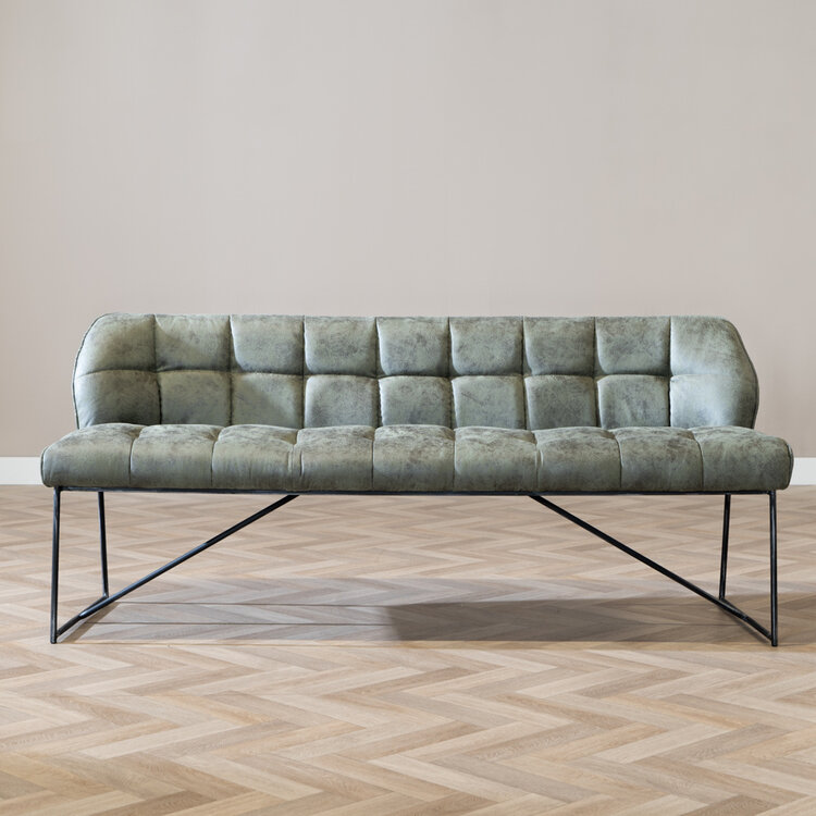 Banc de salle à manger industriel Abel 185 cm vert olive