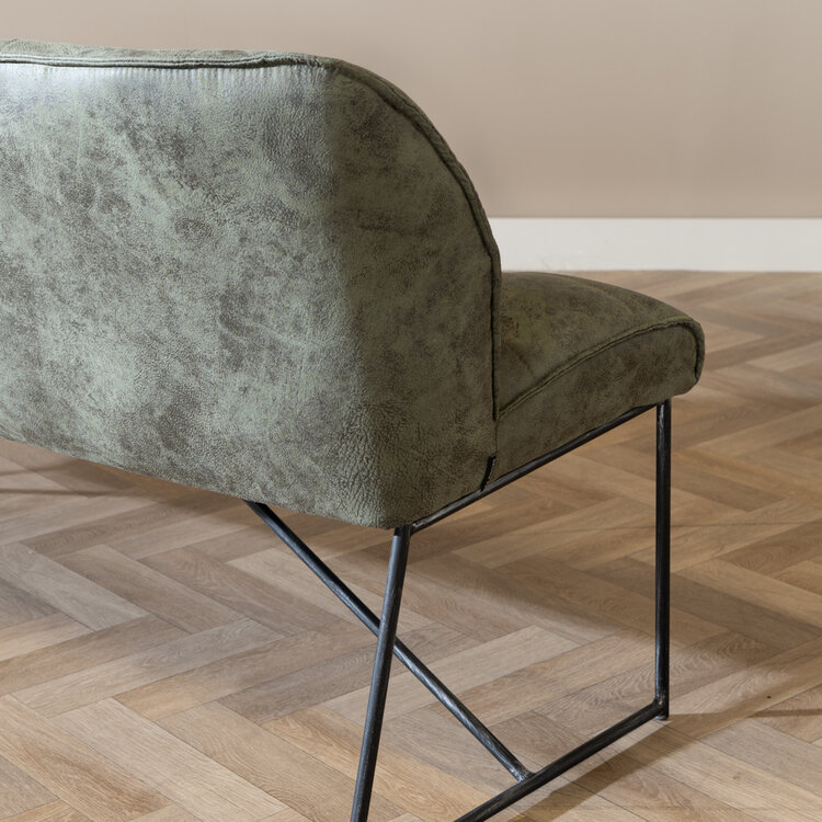 Banc de salle à manger industriel Abel 185 cm vert olive