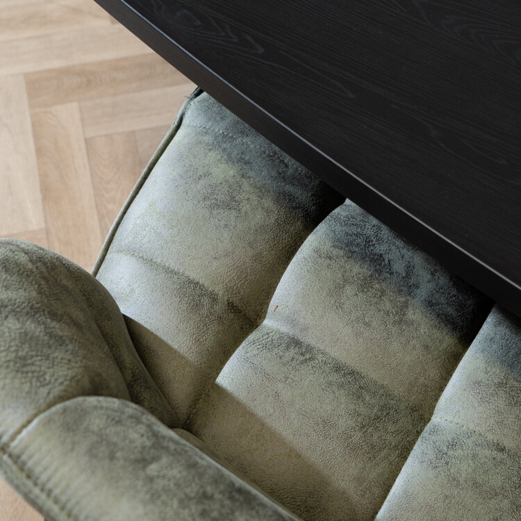 Banc de salle à manger industriel Abel 185 cm vert olive