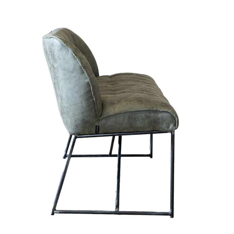 Banc de salle à manger industriel Abel 185 cm vert olive
