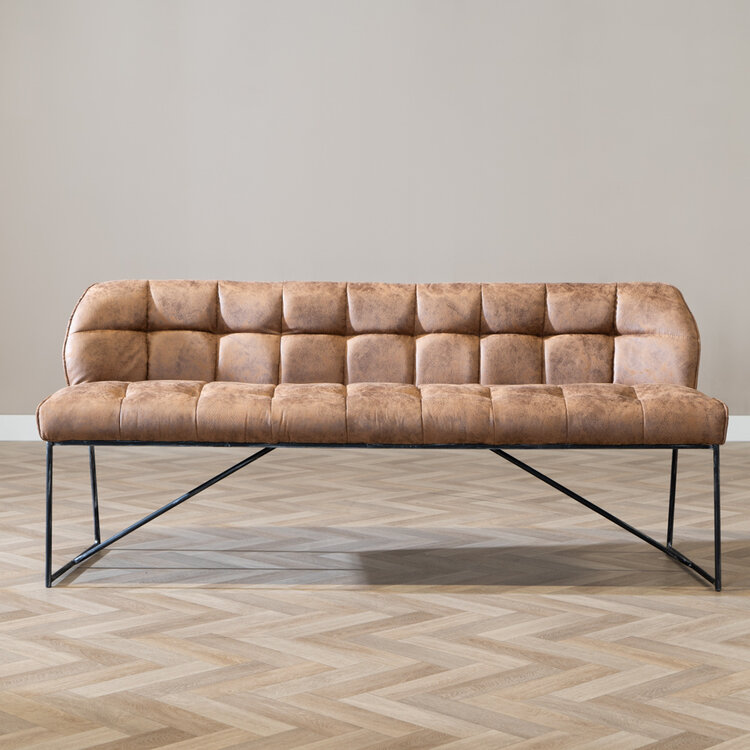 Banc de salle à manger industriel Abel 185 cm cognac