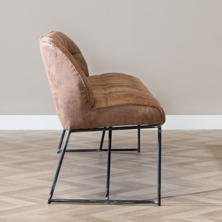 Banc de salle à manger industriel Abel 185 cm cognac