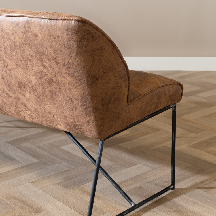 Banc de salle à manger industriel Abel 185 cm cognac