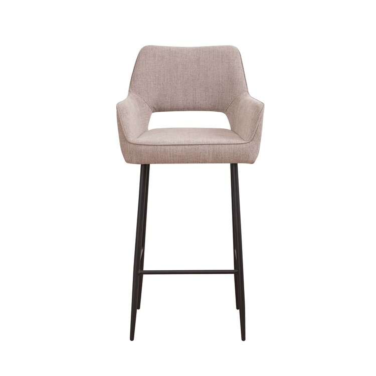 Tabouret de bar scandinave Inga taupe tissu recyclé 78 cm