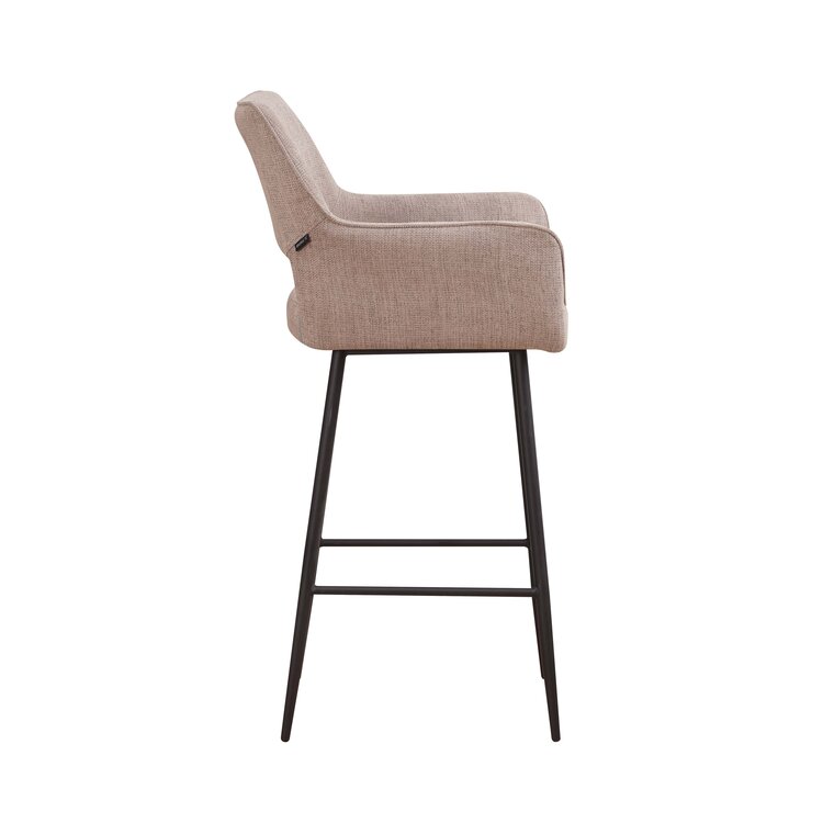 Tabouret de bar scandinave Inga taupe tissu recyclé 78 cm