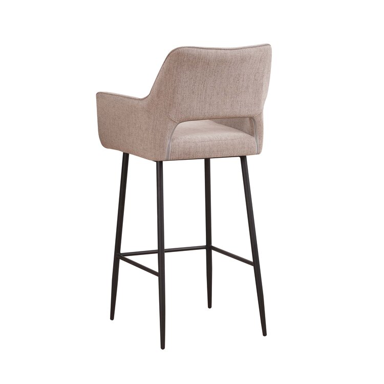 Tabouret de bar scandinave Inga taupe tissu recyclé 78 cm