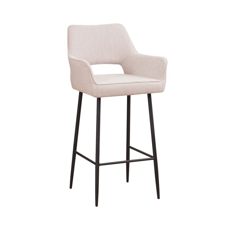 Tabouret de bar scandinave Inga beige tissu recyclé 78 cm