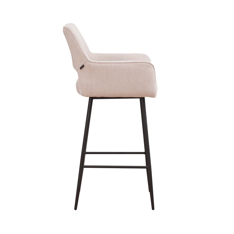 Tabouret de bar scandinave Inga beige tissu recyclé 78 cm