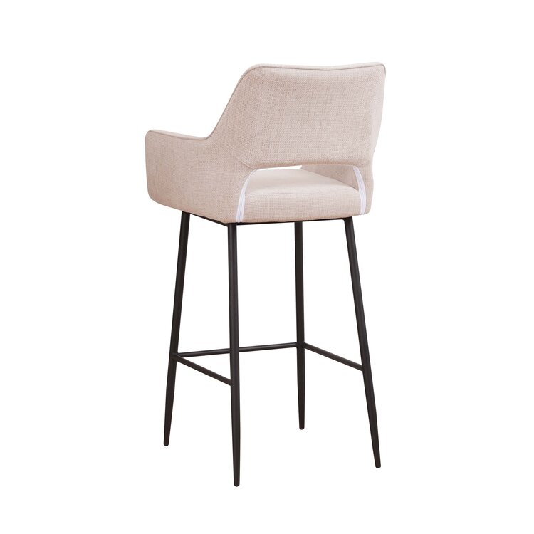Tabouret de bar scandinave Inga beige tissu recyclé 78 cm