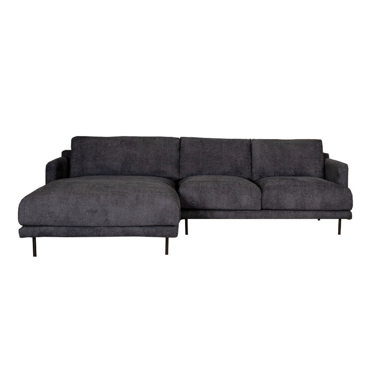 Canapé d'angle gauche scandinave Denver bouclette noir