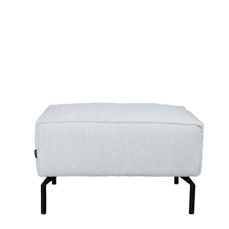 Pouf scandinave Kansas blanc tissu côtelé