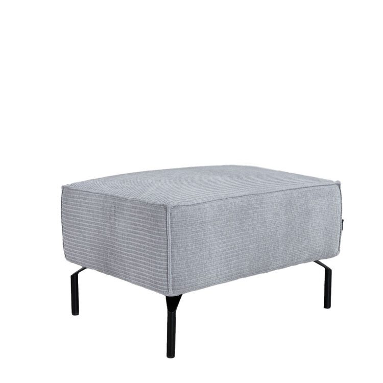 Pouf / hocker Kansas gris clair velours côtelé