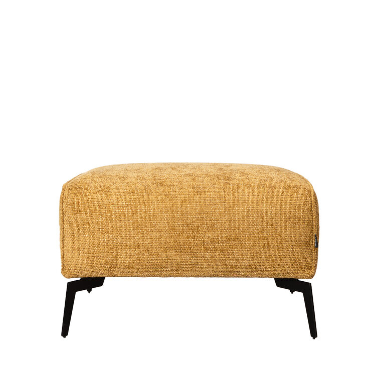 Pouf scandinave chenille Vegas jaune ocre / cognac