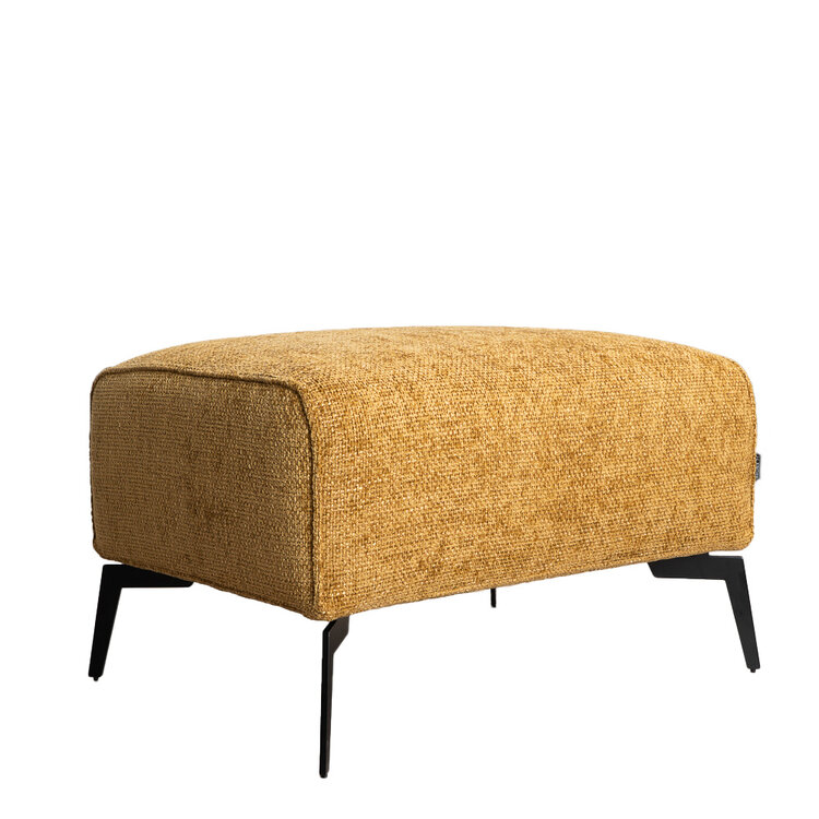 Pouf scandinave chenille Vegas jaune ocre / cognac