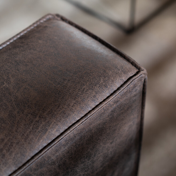 Canapé industriel 3 places Memphis éco-cuir brun