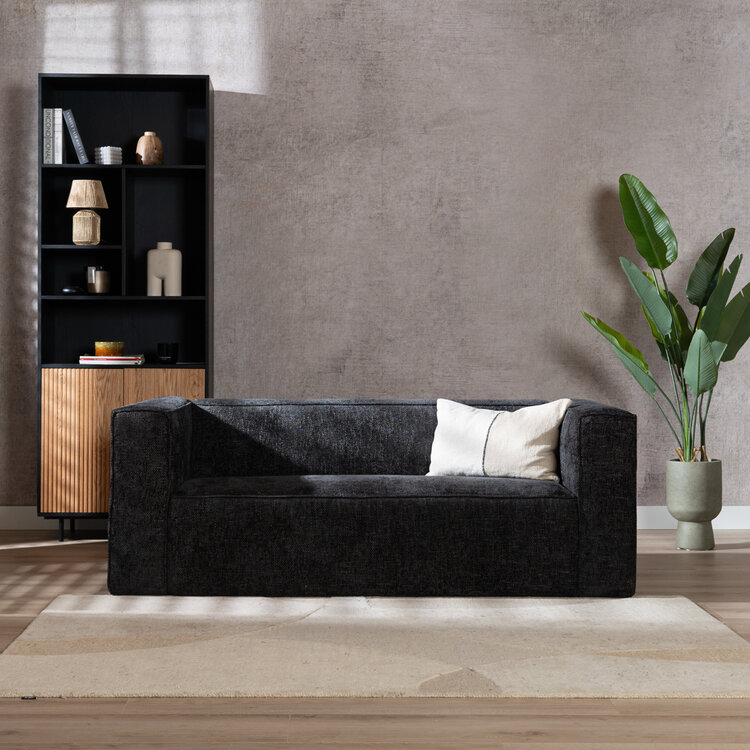 Canapé 2,5 places Memphis en tissu chenille noir