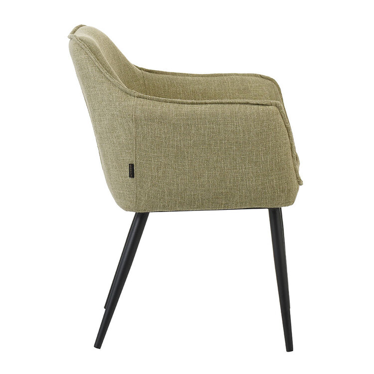 Chaise de salle à manger Ciara tissu lin vert olive