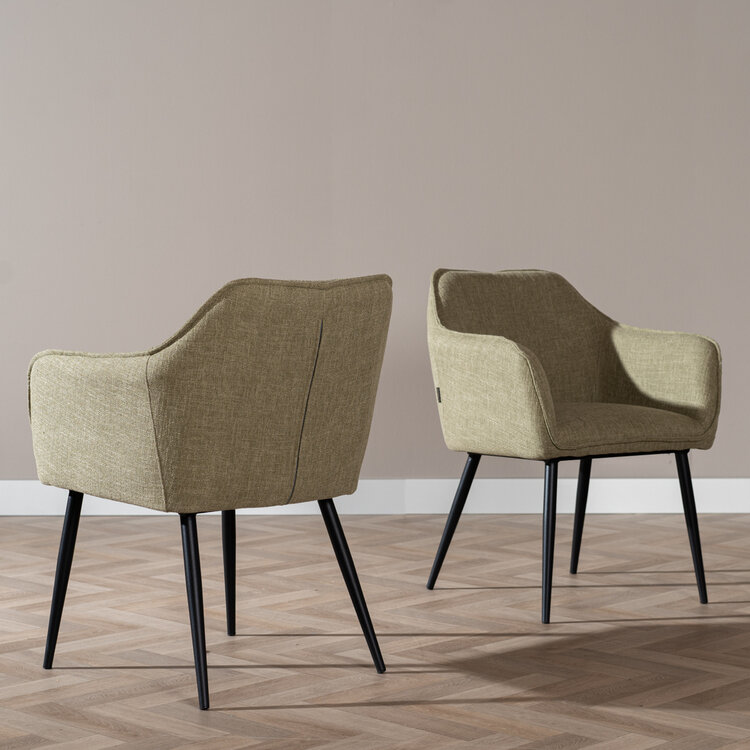 Chaise de salle à manger Ciara tissu lin vert olive