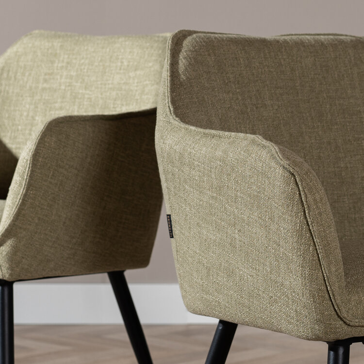 Chaise de salle à manger Ciara tissu lin vert olive