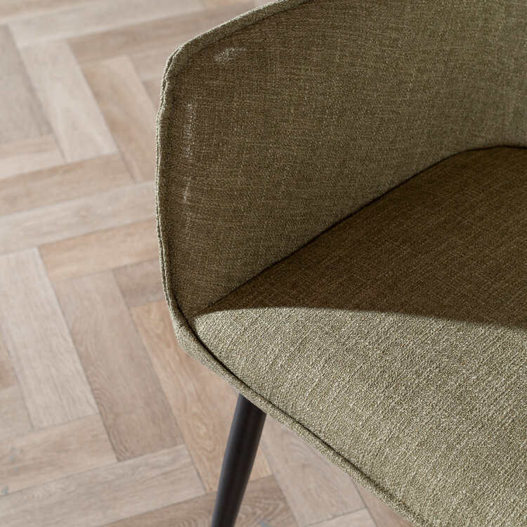 Chaise de salle à manger Ciara tissu lin vert olive