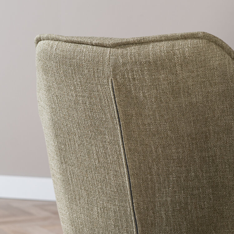 Chaise de salle à manger Ciara tissu lin vert olive