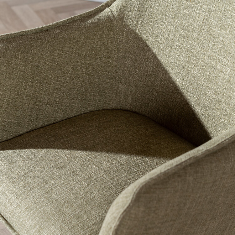 Chaise de salle à manger Ciara tissu lin vert olive