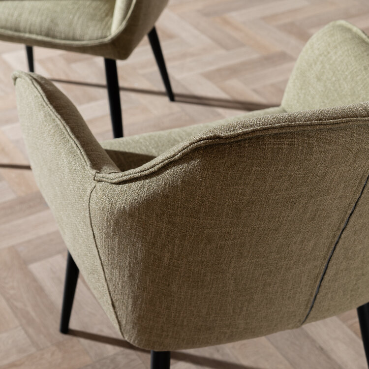 Chaise de salle à manger Ciara tissu lin vert olive