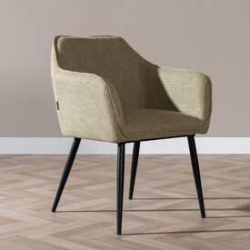 Chaise de salle à manger Ciara tissu lin vert olive