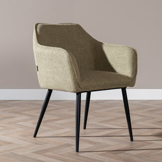 Chaise de salle à manger Ciara tissu lin vert olive