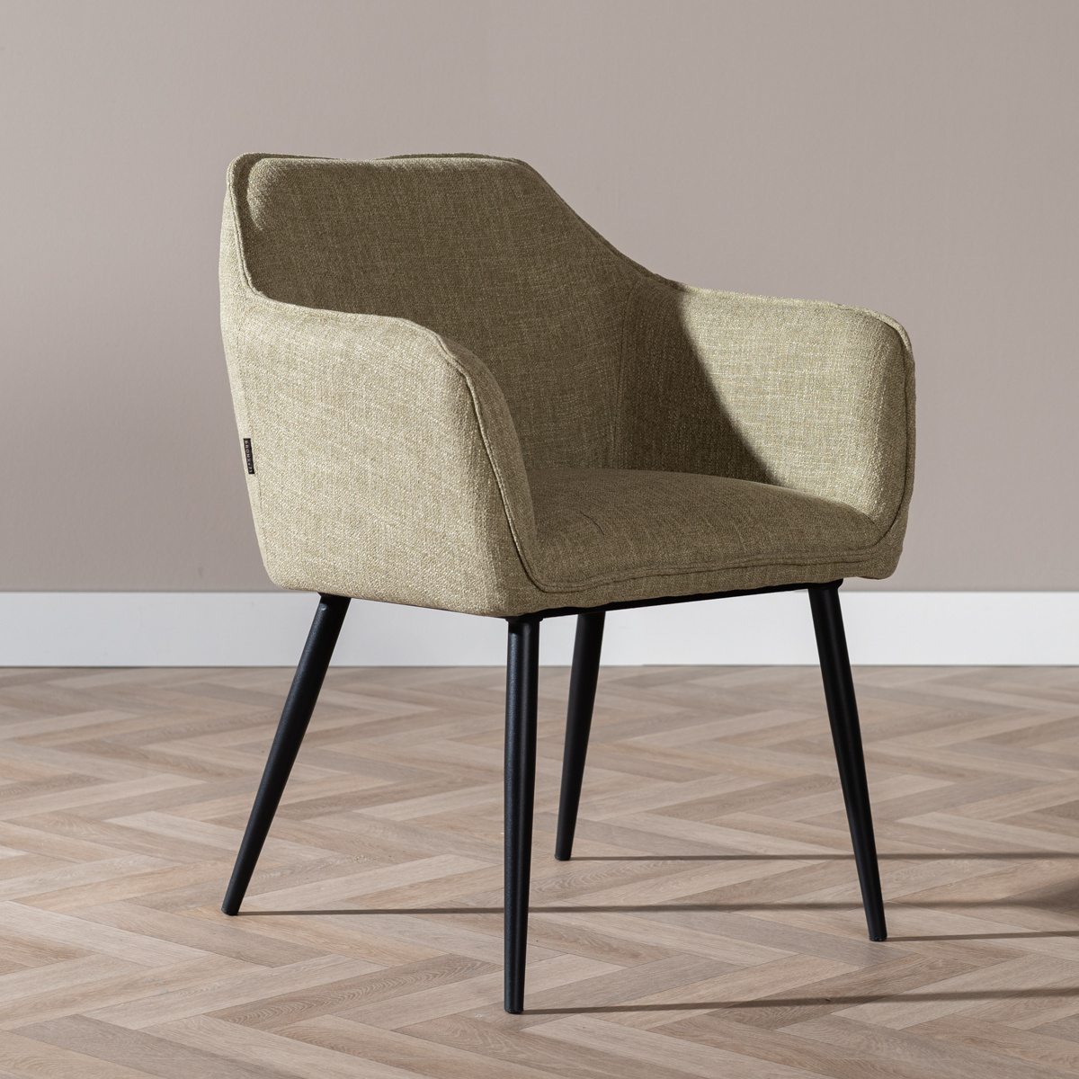 Chaise de salle à manger Ciara tissu lin vert olive