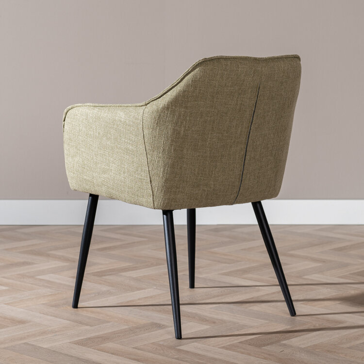 Chaise de salle à manger Ciara tissu lin vert olive