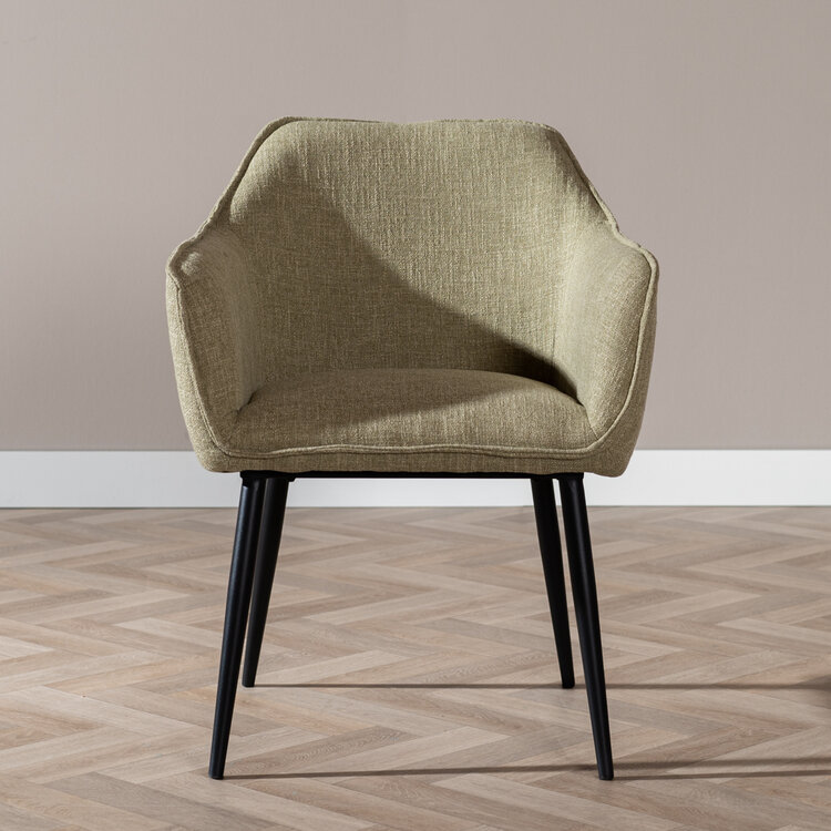 Chaise de salle à manger Ciara tissu lin vert olive