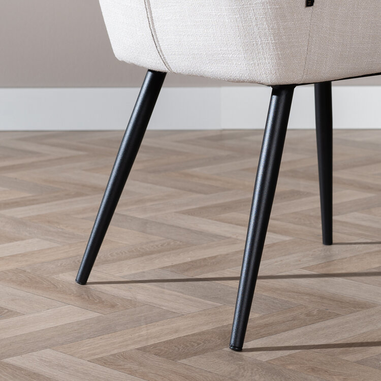 Chaise de salle à manger Ciara tissu lin blanc cassé