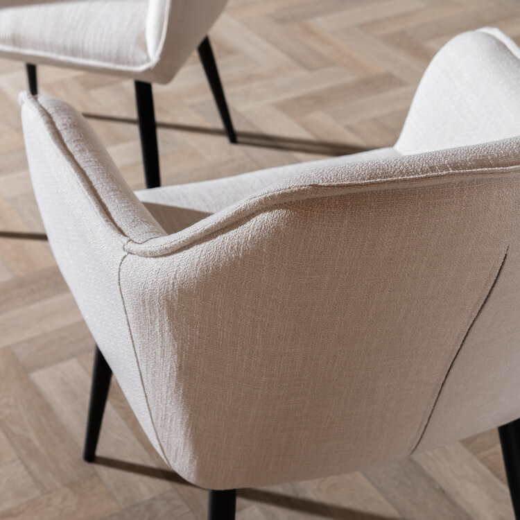 Chaise de salle à manger Ciara tissu lin blanc cassé